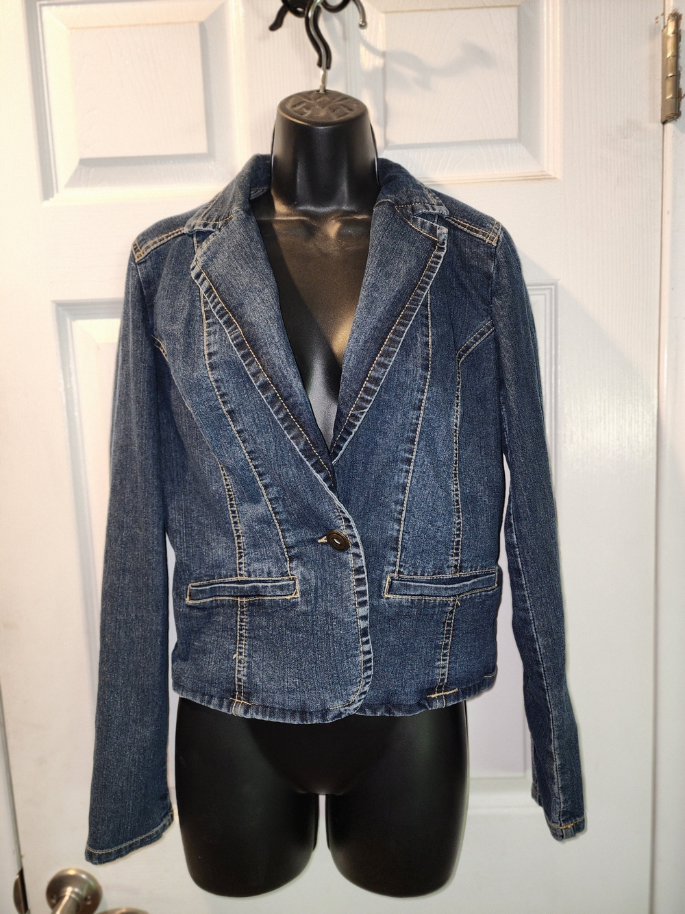 Baccini Dark Blue Denim Blazer Jacket